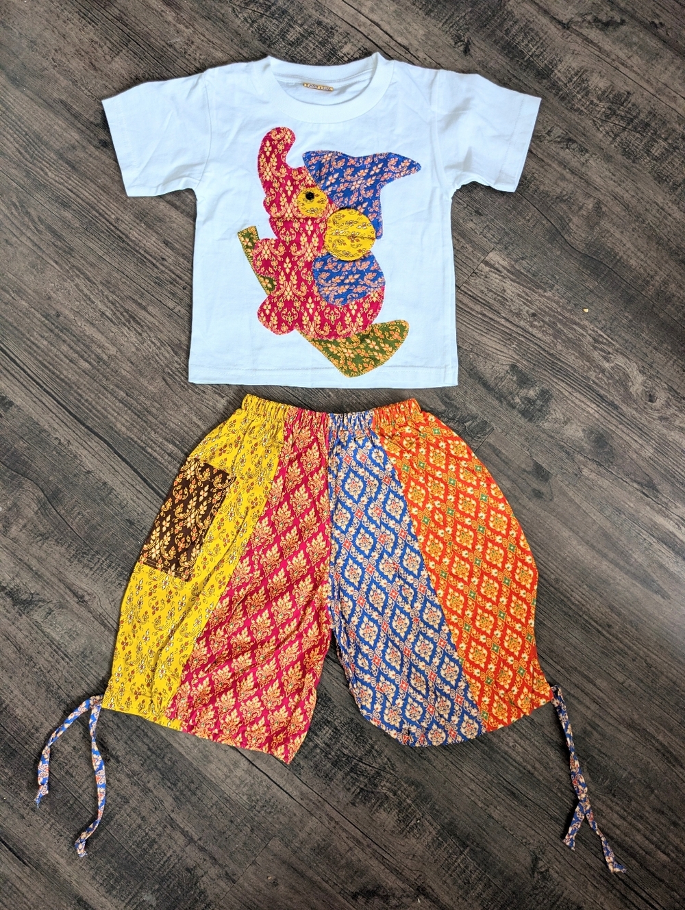 Handmade Patchwork Elephant Outfit 12–18M Boho Harem Set Toddler